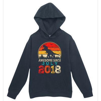 Awesome Since July 2018 5 Years Old 5th Birthday Dino Gift Urban Pullover Hoodie