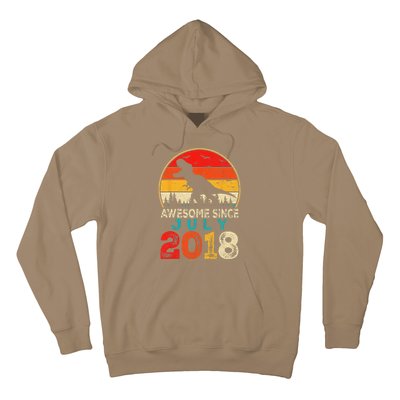 Awesome Since July 2018 5 Years Old 5th Birthday Dino Gift Hoodie