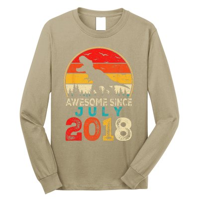 Awesome Since July 2018 5 Years Old 5th Birthday Dino Gift Long Sleeve Shirt