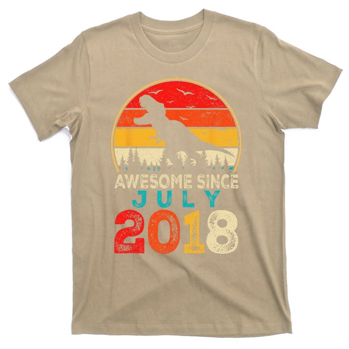 Awesome Since July 2018 5 Years Old 5th Birthday Dino Gift T-Shirt