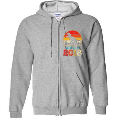 Awesome Since July 2018 5 Years Old 5th Birthday Dino Gift Full Zip Hoodie