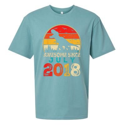 Awesome Since July 2018 5 Years Old 5th Birthday Dino Gift Sueded Cloud Jersey T-Shirt