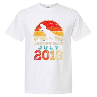 Awesome Since July 2018 5 Years Old 5th Birthday Dino Gift Garment-Dyed Heavyweight T-Shirt