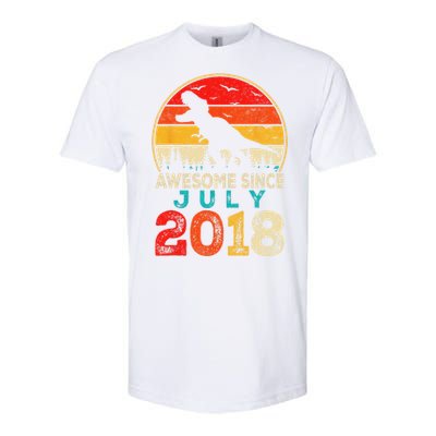 Awesome Since July 2018 5 Years Old 5th Birthday Dino Gift Softstyle CVC T-Shirt