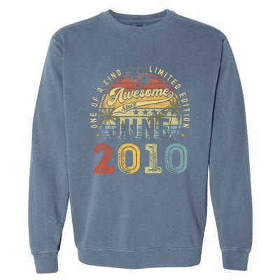 Awesome Since June 2010 Vintage 13th Birthday Party Retro Garment-Dyed Sweatshirt