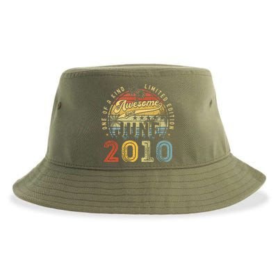 Awesome Since June 2010 Vintage 13th Birthday Party Retro Sustainable Bucket Hat