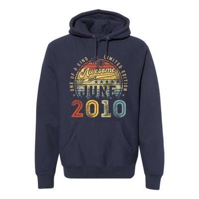 Awesome Since June 2010 Vintage 13th Birthday Party Retro Premium Hoodie