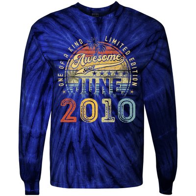 Awesome Since June 2010 Vintage 13th Birthday Party Retro Tie-Dye Long Sleeve Shirt