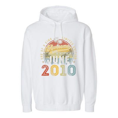 Awesome Since June 2010 Vintage 13th Birthday Party Retro Garment-Dyed Fleece Hoodie