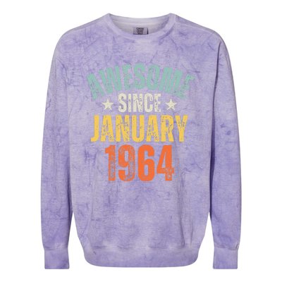 Awesome Since January 1964 60 Years Old 60th Birthday Colorblast Crewneck Sweatshirt