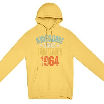 Awesome Since January 1964 60 Years Old 60th Birthday Premium Pullover Hoodie