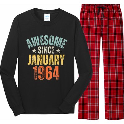 Awesome Since January 1964 60 Years Old 60th Birthday Long Sleeve Pajama Set