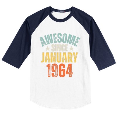 Awesome Since January 1964 60 Years Old 60th Birthday Baseball Sleeve Shirt