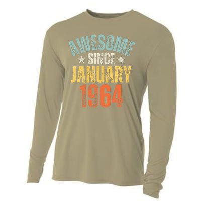 Awesome Since January 1964 60 Years Old 60th Birthday Cooling Performance Long Sleeve Crew