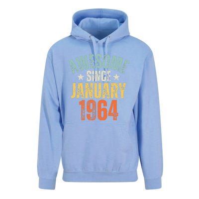 Awesome Since January 1964 60 Years Old 60th Birthday Unisex Surf Hoodie