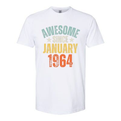 Awesome Since January 1964 60 Years Old 60th Birthday Softstyle CVC T-Shirt