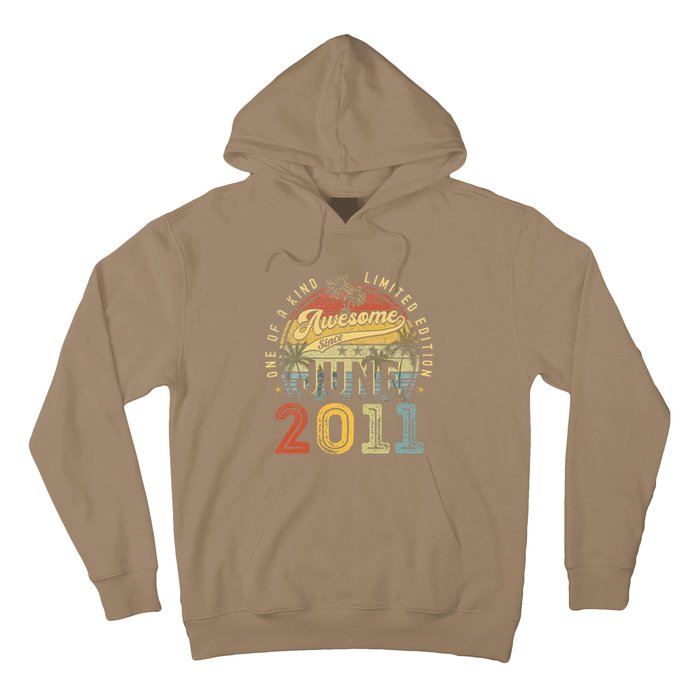 Awesome Since June 2011 Vintage 12th Birthday Party Retro Hoodie