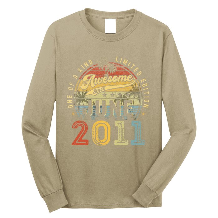 Awesome Since June 2011 Vintage 12th Birthday Party Retro Long Sleeve Shirt