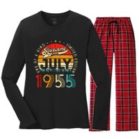 Awesome Since July 1955 Limited Edition 68th Birthday Women's Long Sleeve Flannel Pajama Set 