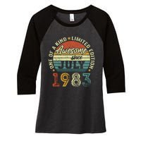 Awesome Since July 1983 40 Year Old 40th Birthday Gifts Women's Tri-Blend 3/4-Sleeve Raglan Shirt