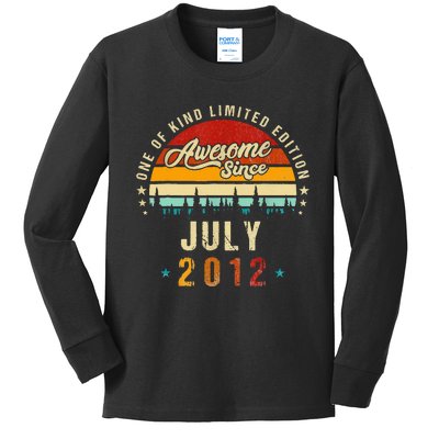 Awesome Since July 2012 11 Years Old 11th Birthday Gifts Kids Long Sleeve Shirt