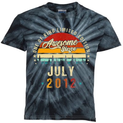 Awesome Since July 2012 11 Years Old 11th Birthday Gifts Kids Tie-Dye T-Shirt