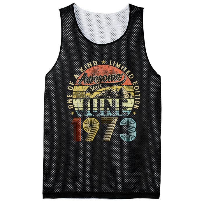 Awesome Since June 1973 Vintage 50th Birthday Gift For Women Mesh Reversible Basketball Jersey Tank