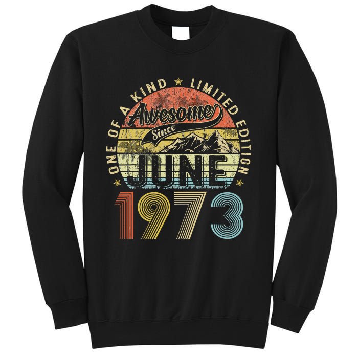 Awesome Since June 1973 Vintage 50th Birthday Gift For Women Tall Sweatshirt