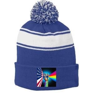 American Social Justice Great Gift Stripe Pom Pom Beanie