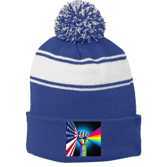 American Social Justice Great Gift Stripe Pom Pom Beanie