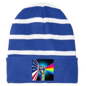 American Social Justice Great Gift Striped Beanie with Solid Band