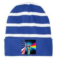 American Social Justice Great Gift Striped Beanie with Solid Band