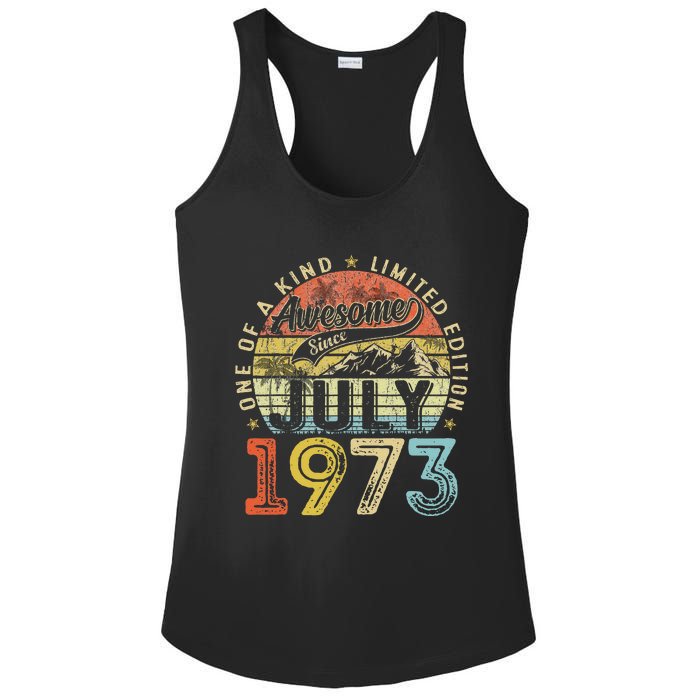 Awesome Since July 1973 Vintage Gifts 50th Birthday Ladies PosiCharge Competitor Racerback Tank