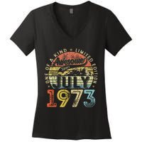 Awesome Since July 1973 Vintage Gifts 50th Birthday Women's V-Neck T-Shirt