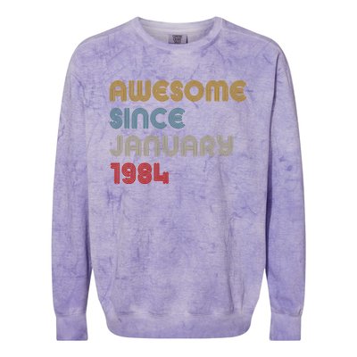 Awesome Since January 1984 40th Birthday Colorblast Crewneck Sweatshirt