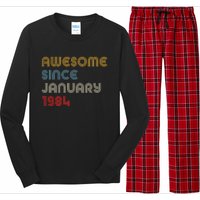 Awesome Since January 1984 40th Birthday Long Sleeve Pajama Set