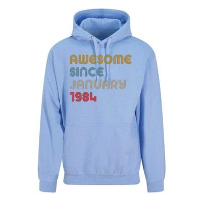 Awesome Since January 1984 40th Birthday Unisex Surf Hoodie