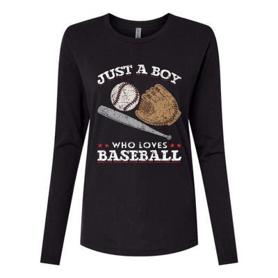 American Sport  Just A  Who Loves Baseball Womens Cotton Relaxed Long Sleeve T-Shirt