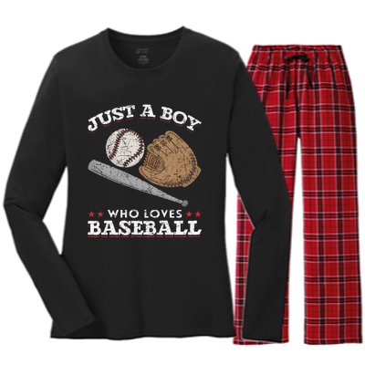 American Sport  Just A  Who Loves Baseball Women's Long Sleeve Flannel Pajama Set 