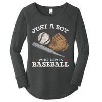 American Sport  Just A  Who Loves Baseball Women's Perfect Tri Tunic Long Sleeve Shirt