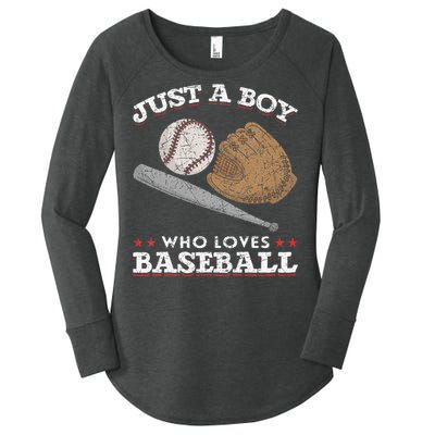 American Sport  Just A  Who Loves Baseball Women's Perfect Tri Tunic Long Sleeve Shirt