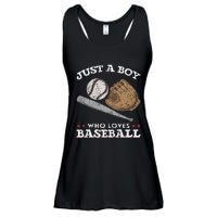 American Sport  Just A  Who Loves Baseball Ladies Essential Flowy Tank