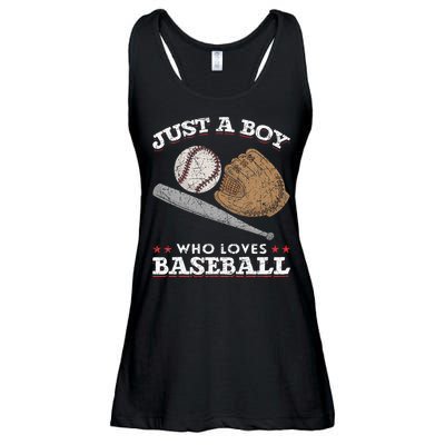 American Sport  Just A  Who Loves Baseball Ladies Essential Flowy Tank