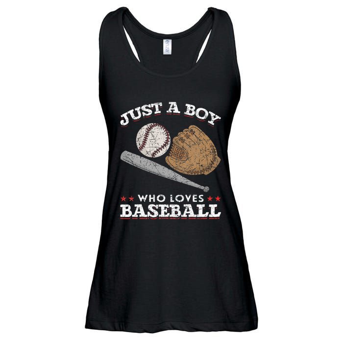 American Sport  Just A  Who Loves Baseball Ladies Essential Flowy Tank