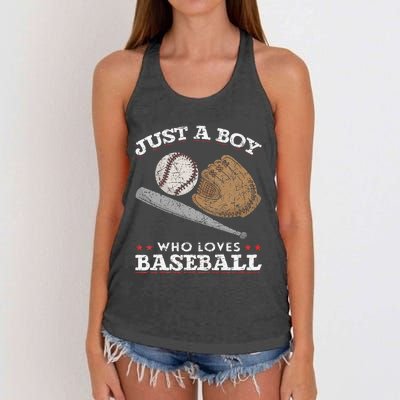 American Sport  Just A  Who Loves Baseball Women's Knotted Racerback Tank