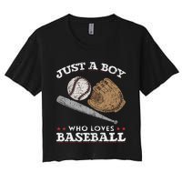 American Sport  Just A  Who Loves Baseball Women's Crop Top Tee