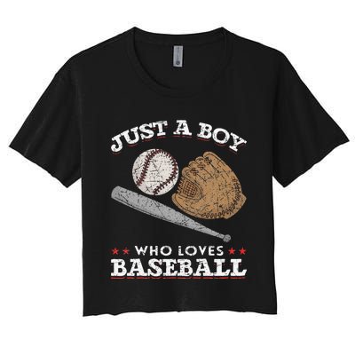 American Sport  Just A  Who Loves Baseball Women's Crop Top Tee