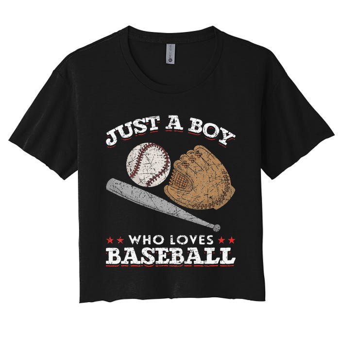 American Sport  Just A  Who Loves Baseball Women's Crop Top Tee