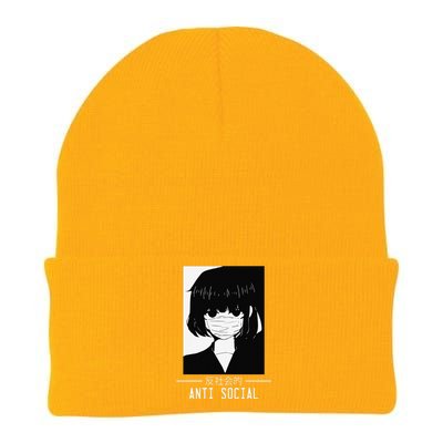 Anti Social Japanese Text Aesthetic Vaporwave Anime Gift Knit Cap Winter Beanie