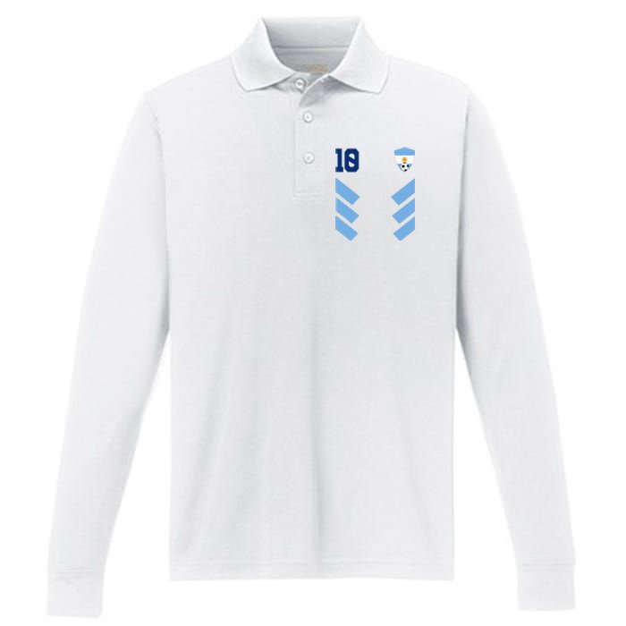 Argentina Soccer Jersey Retro 10 Argentinian Football Performance Long Sleeve Polo